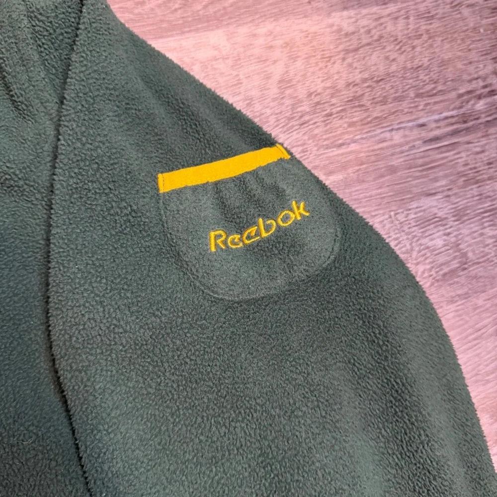 Y2K Reebok Green Bay Packers Fleece Quarter Zip Pullover Green Yellow Mens XL